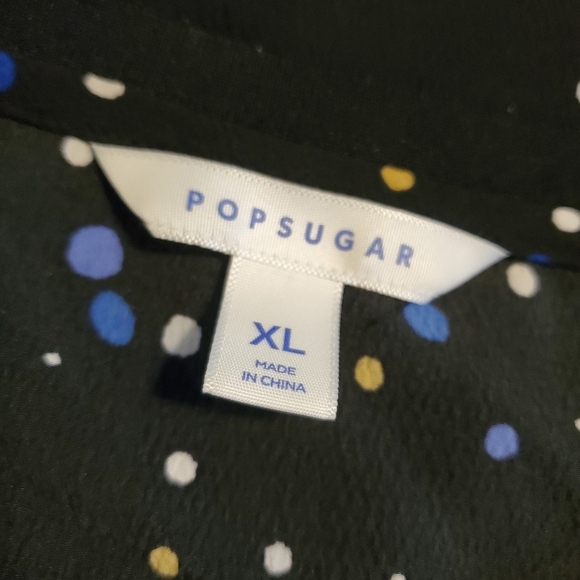 PopSugar Black Polka Dot Blouse Size XL, Business Casual - Picture 6 of 9